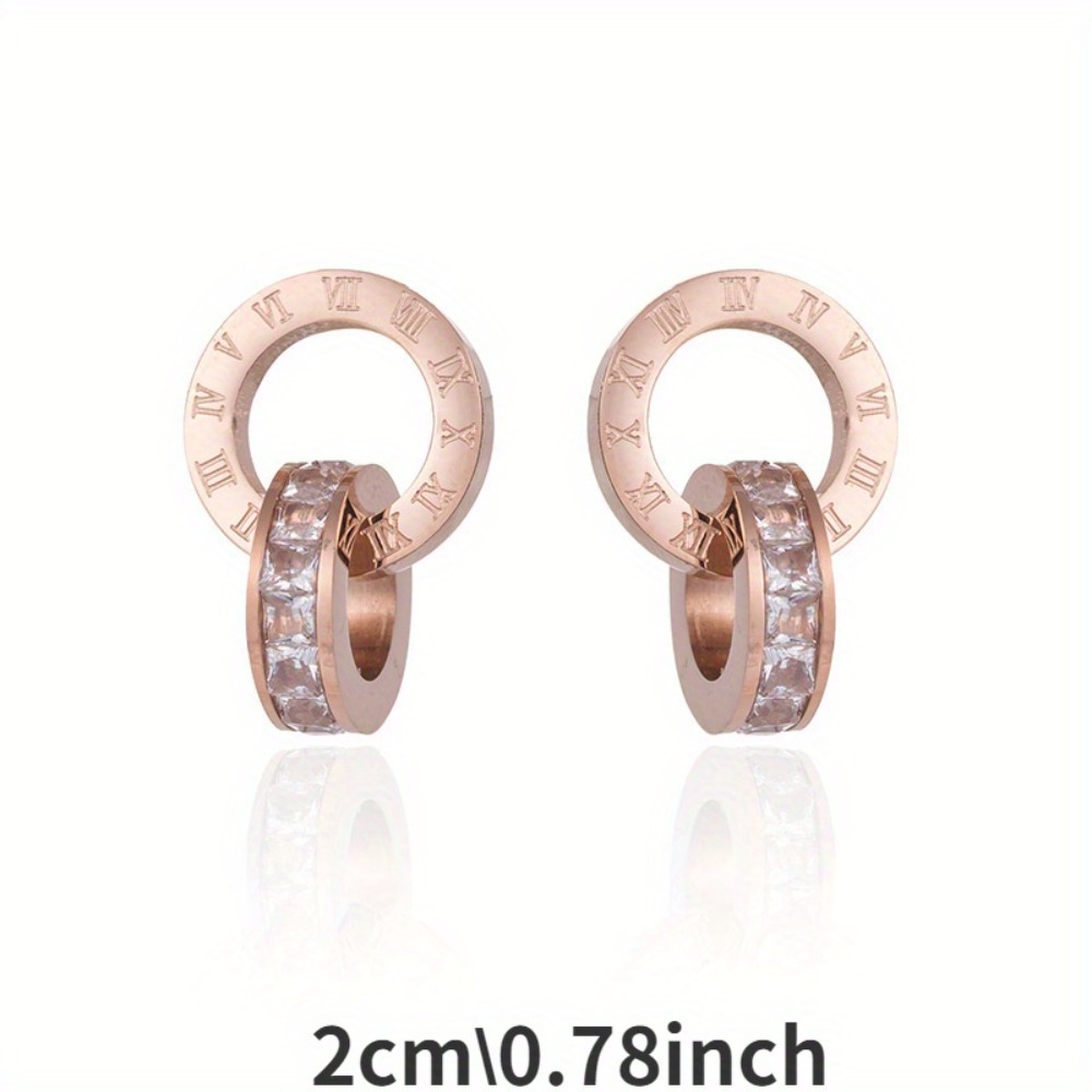 2pcs Retro Roman Numeral Earrings Set, Stylish Gift